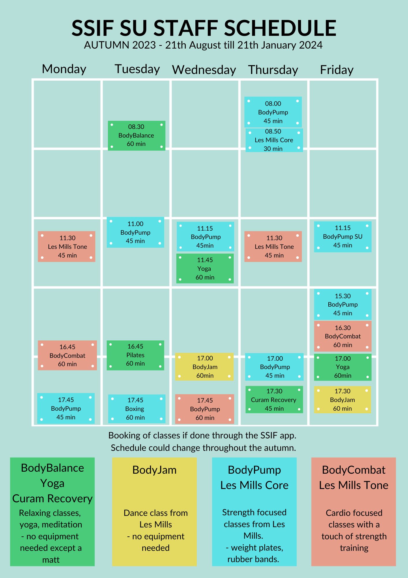 SSIF SU STAFF SCHEDULE